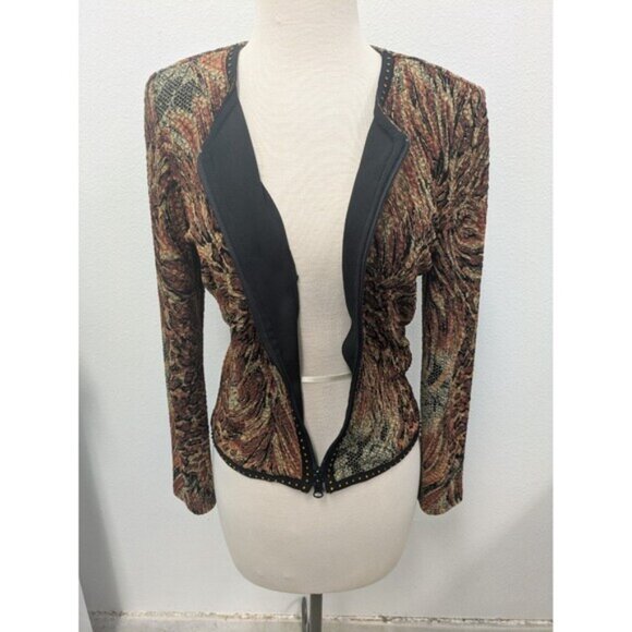 Vintage Joseph Ribkoff Animal Print Zip Up Jacket sz 6 Leopard Cheetah Snake - Picture 7 of 12